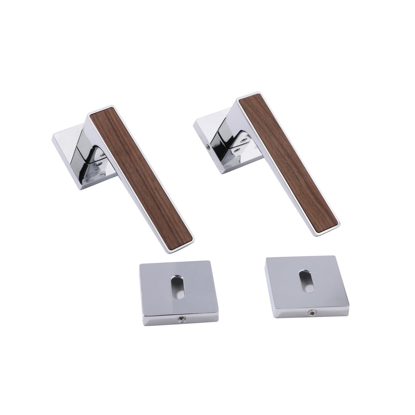 Poignée de porte Beaufort - Alliage de zinc et bois avec un contour chrome