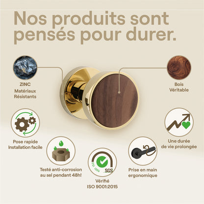 Poignée de porte Laurette - Alliage de Zinc avec un contour or