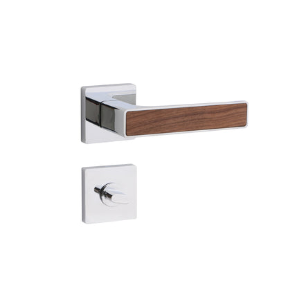 Poignée de porte Beaufort - Alliage de zinc et bois avec un contour chrome