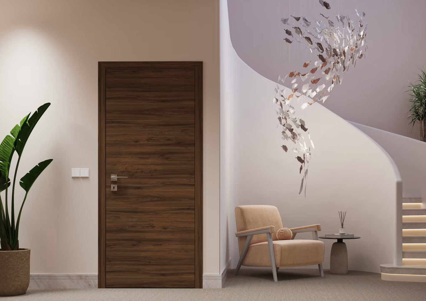 La Lourde - Bloc porte acoustique Fin de chantier Noyer